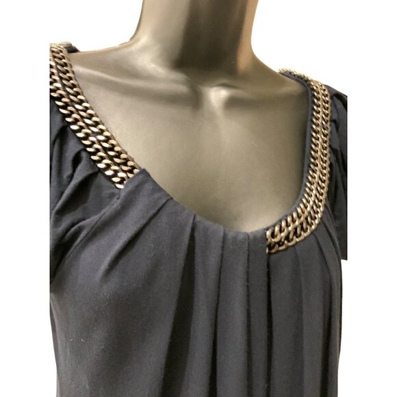 Baileys Cap sleeve top pewter chain trim - Picture 3 of 8